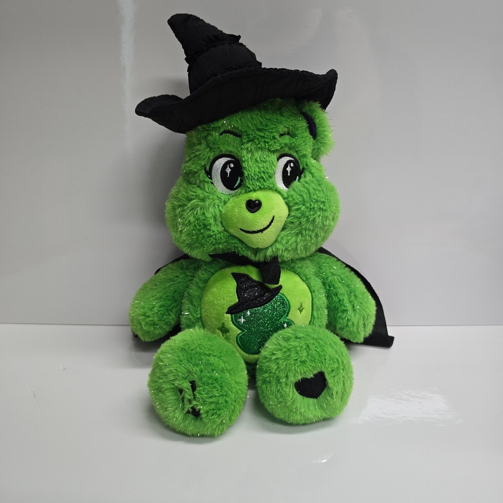 Care Bears Wicked Elphaba Bear Plush 14" Green Witch Hat Cape Broadway